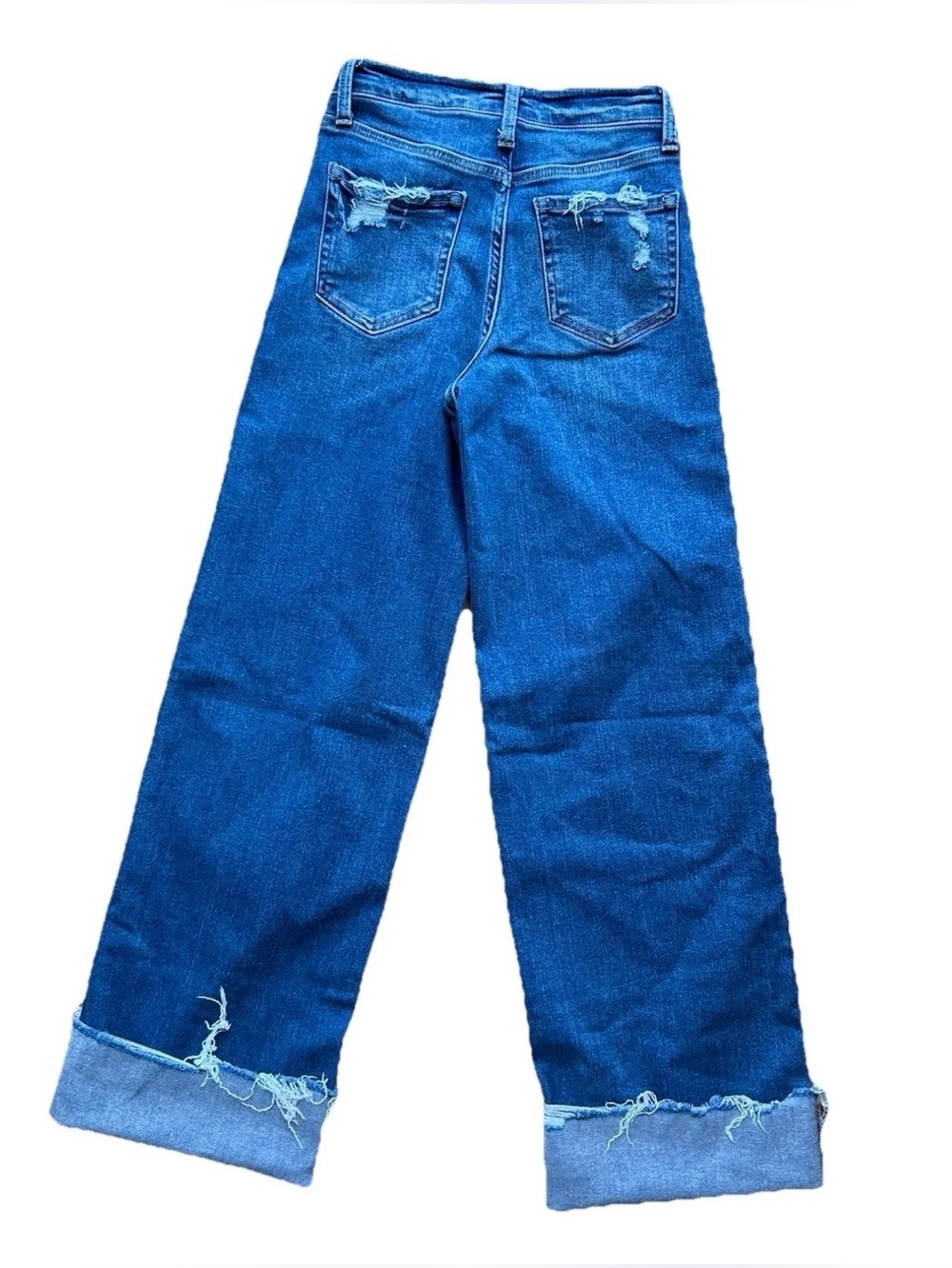Vervet Women's Size 24 High Rise Cuffed Wide Leg Jeans  Distressed Raw Hem